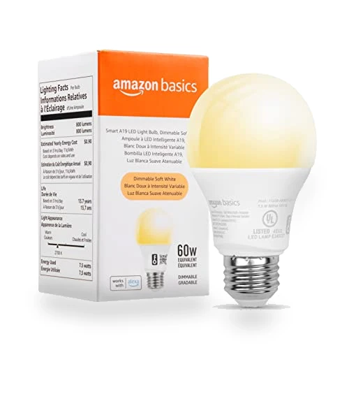 Smart A19 LED Light Bulb — LED, Amazon Basics