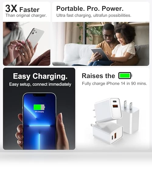 3Pack 20W Dual Port USB C Wall Charger — Chargers, DelTucci