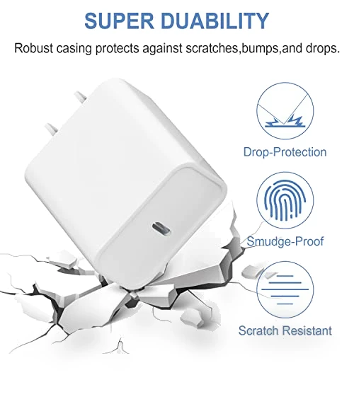 Fast Charging USB C Charger Block with 6FT Cord — Lightning, ROMITAZ
