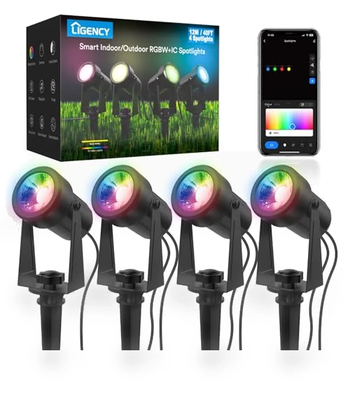 Smart Landscape Spotlights, 4 Pack — Garden Illumination, Ligency