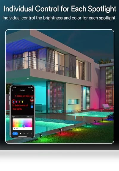 Smart Landscape Spotlights, 4 Pack — Garden Illumination, Ligency