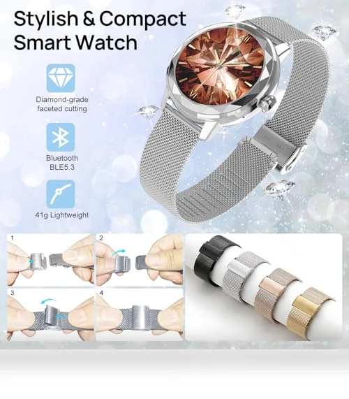 Smart Watch for Women with Heart Rate/SpO2/Female Cycle Tracker — Smartwatches, Oritham