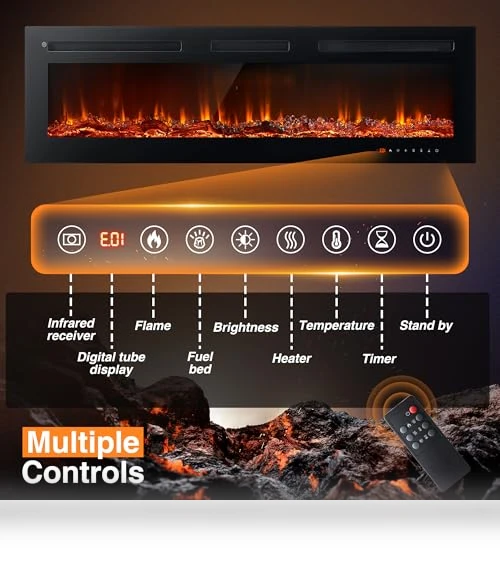 50" Recessed & Wall Mounted Electric Fireplace — Electric Heating Solutions, Breezestival