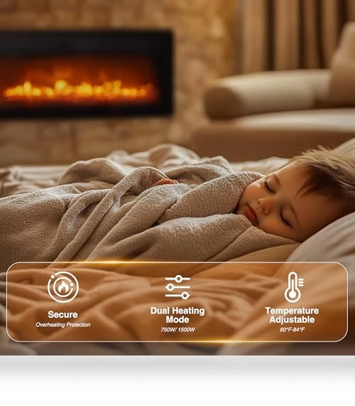 50" Recessed & Wall Mounted Electric Fireplace — Electric Heating Solutions, Breezestival