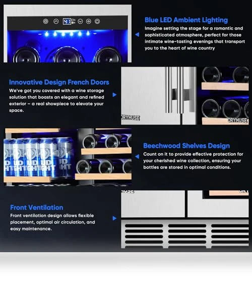 Dual Zone Wine & Beverage Refrigerator — Drink Coolers, ORYMUSE