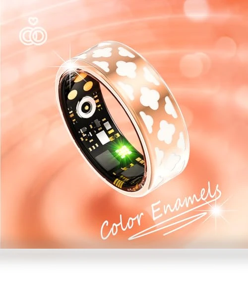 Enamel Flower Pattern Health Tracker Smart Ring — Smart Rings, UniJethro