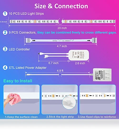 Smart RGB Under Cabinet Lights Kit — Under-Cabinet Mounts, maylit