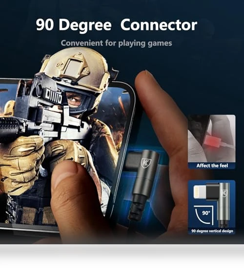 90 Degree iPhone Charger Cable — Lightning, KIYODA