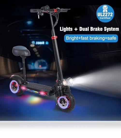 Folding Electric Scooter with Seat & Double Suspension — Push Scooters, ITOYXES