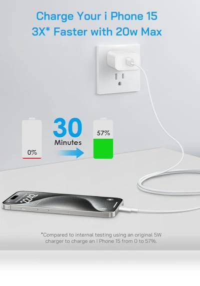 20W PD Fast Charger Block with 6Ft USB C Cable — Chargers, Shenzhen Yijiapin Trading Co., Ltd.