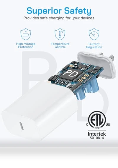 20W PD Fast Charger Block with 6Ft USB C Cable — Chargers, Shenzhen Yijiapin Trading Co., Ltd.