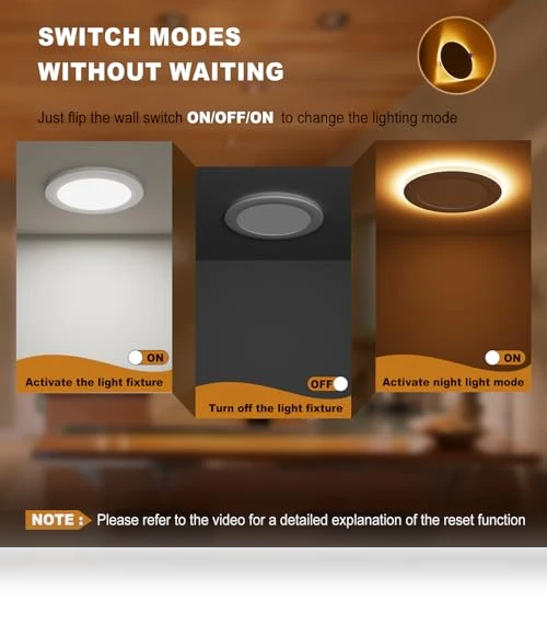 6 Inch Canless LED Recessed Light with Night Light — LED, VOLISUN