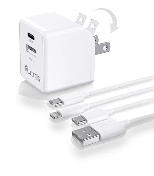 Foldable 15W Dual Port USB Wall Charger with 6FT Cable — Chargers, Quntis
