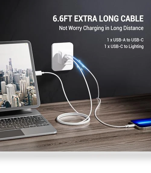 Foldable 15W Dual Port USB Wall Charger with 6FT Cable — Chargers, Quntis