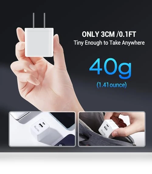 Foldable 15W Dual Port USB Wall Charger with 6FT Cable — Chargers, Quntis