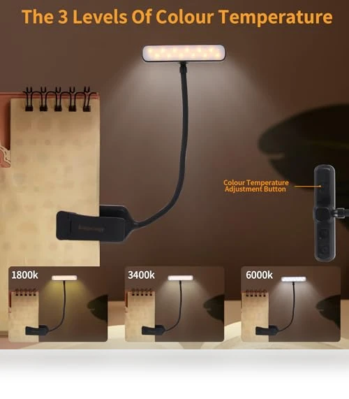 Rechargeable Book Light with 3 Color Temperatures — Reading Lights, Bsdgeclogy