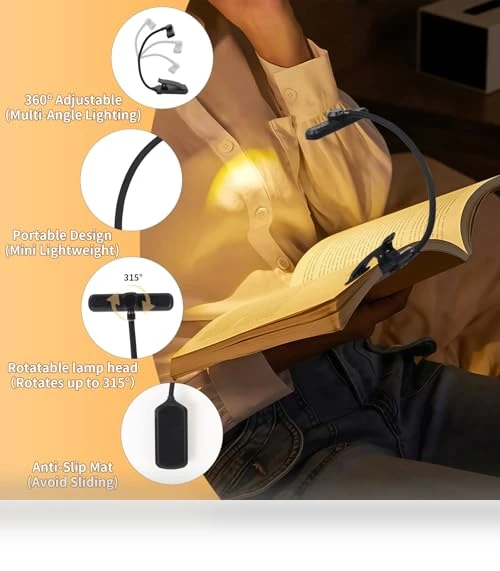 Rechargeable Book Light with 3 Color Temperatures — Reading Lights, Bsdgeclogy