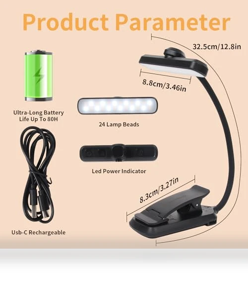 Rechargeable Book Light with 3 Color Temperatures — Reading Lights, Bsdgeclogy