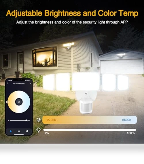 Smart LED Security Lights Motion Sensor Outdoor 5 Heads — Outdoor Security & Flood Lighting, Onforu