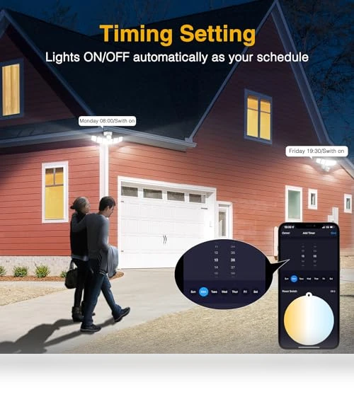Smart LED Security Lights Motion Sensor Outdoor 5 Heads — Outdoor Security & Flood Lighting, Onforu