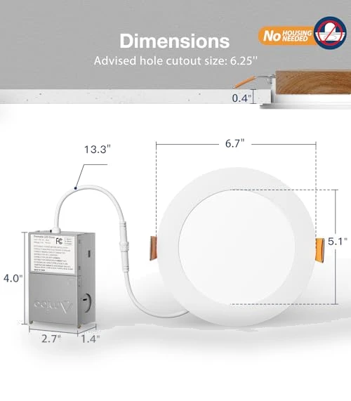 Ultra-Thin LED Recessed Ceiling Light — Kits, Amico