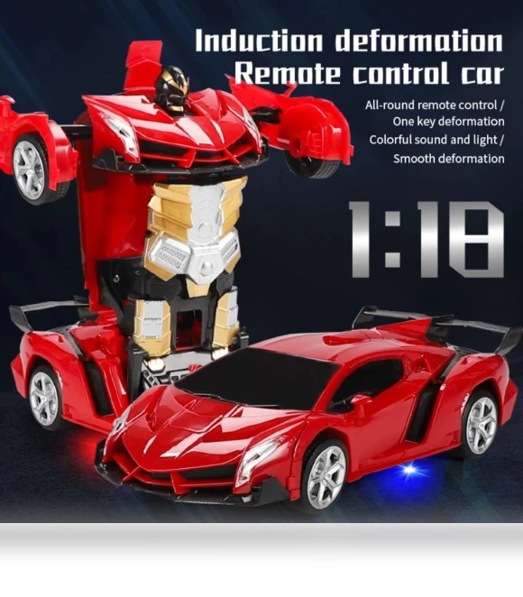 2-in-1 Transformer RC Remote Control Car Deformable Robot Toy — Interactive Figures & Robots, azmnsn