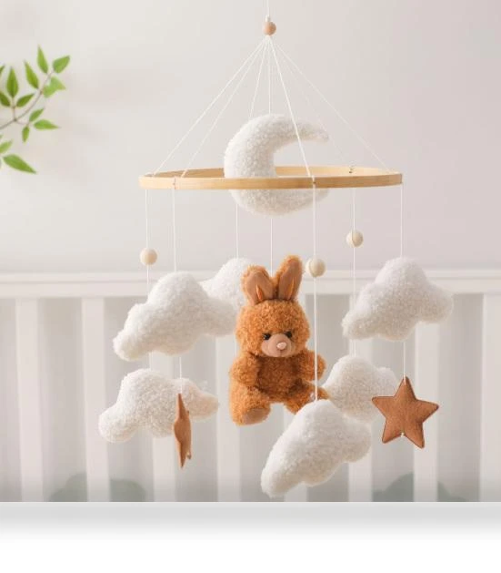 Mobile Bear Velvet Decor with Rotating Bell — Mobiles, kanyueliang