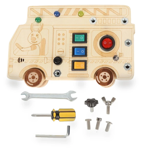 Wooden Sensory Toy Car with LED Lights — Infant & Early Childhood Playthings, Automobile and motorcycle supplies