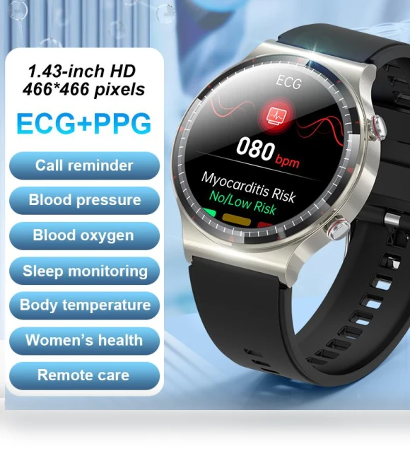 ECG 24H Heart Rate Blood Pressure Blood Oxygen Health Monitoring Smartwatch — Smartwatches, SACOSDING