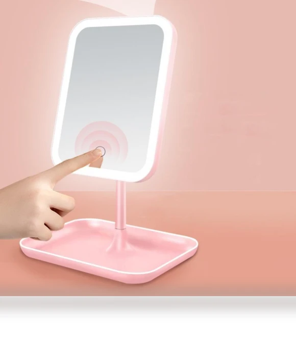 LED Makeup Mirror with Three Light Colors — Handheld, Yeet5yeng