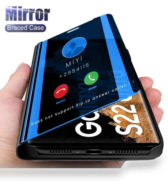 Magnetic Book Stand Smart Mirror PU Leather Flip Cover — Protective Covers, Popular Phone Cases