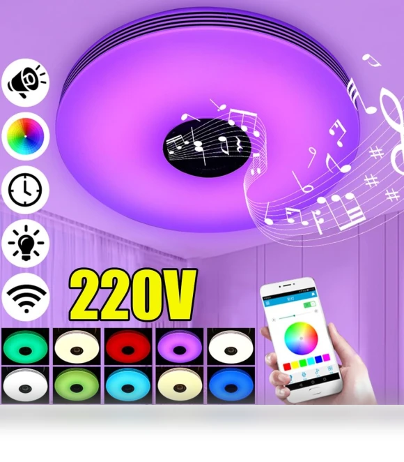 RGB LED Ceiling Light with Bluetooth Speaker — Overhead Lighting, Refreshing Home