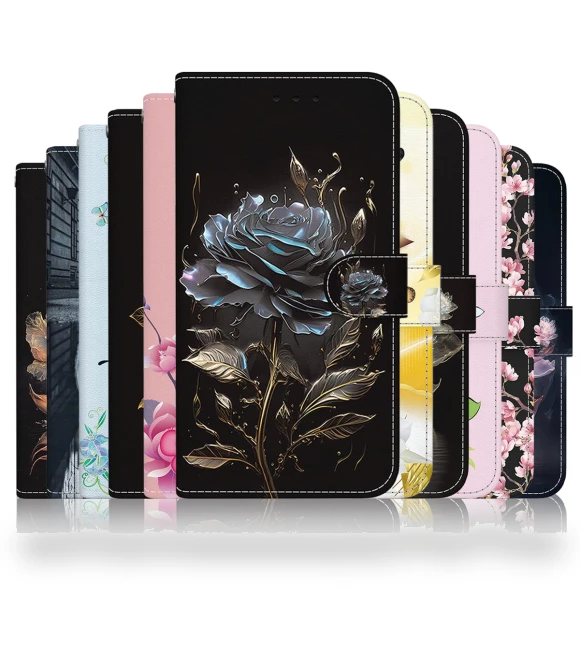 Wallet Book with Fashionable Artificial Leather Pictures — Protective Covers, Best Phone Cases