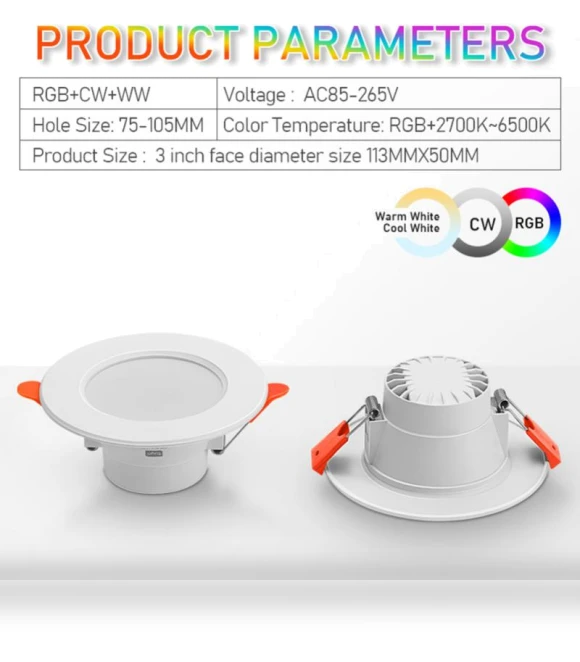 Colorful Recessed LED Ceiling Light — Overhead Lighting, Homeware Essentials