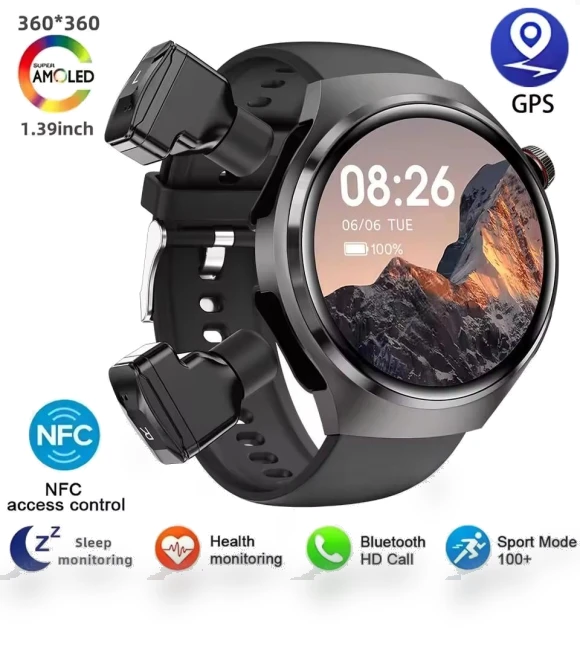Smart Watch with TWS Bluetooth Earbuds — Wearable Accessories, 3CC Smart Watch