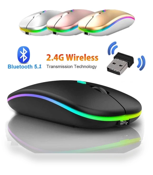 Wireless Mouse with RGB LED Backlight — Mouse Pads, Meiteai-All