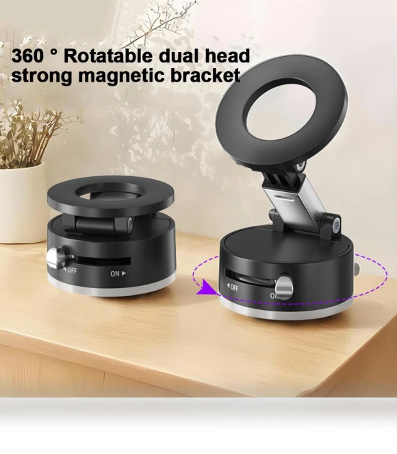 360° Rotating Magnetic Phone Holder with Vacuum Suction — Dashboard Installation Kits, Meiteai-All