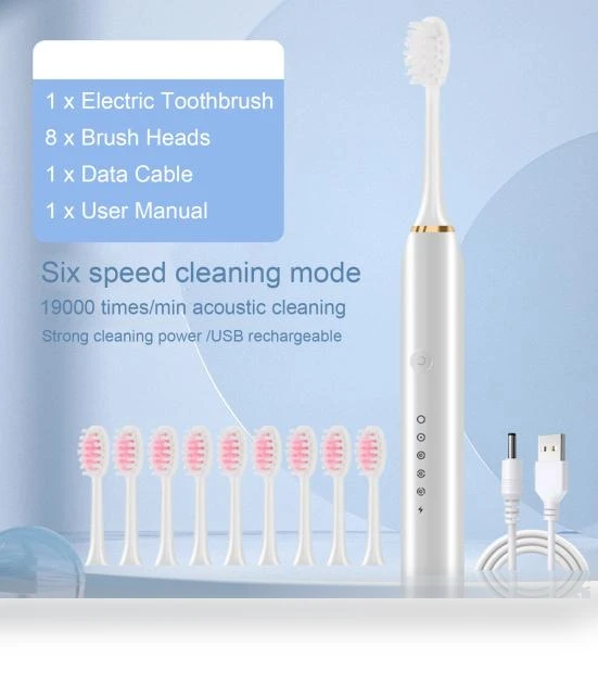 Electric Toothbrush with 8 Brush Heads — Chargers, yangfeng