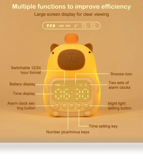 Rechargeable Kids Alarm Clock with Night Light — Alarms & Clocks, Xibei