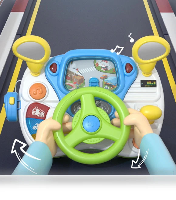 Steering Wheel Toy Simulator with Music and Touch Lighting — Toy Vehicles, baby and kids