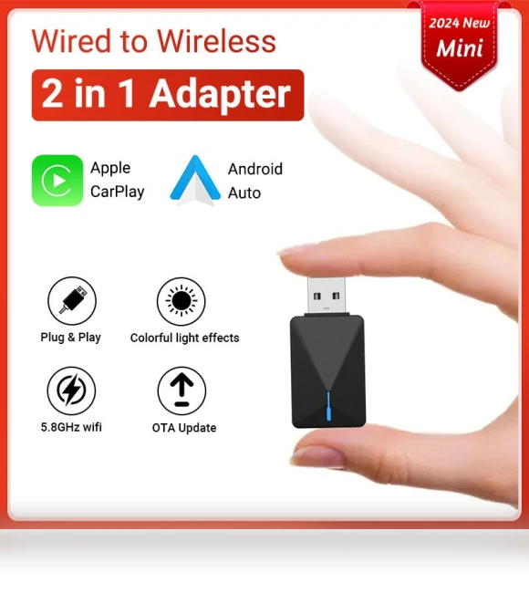 Mini Wired to Wireless 2 in 1 AI Box Carplay — Phone Accessories, Dream Garage