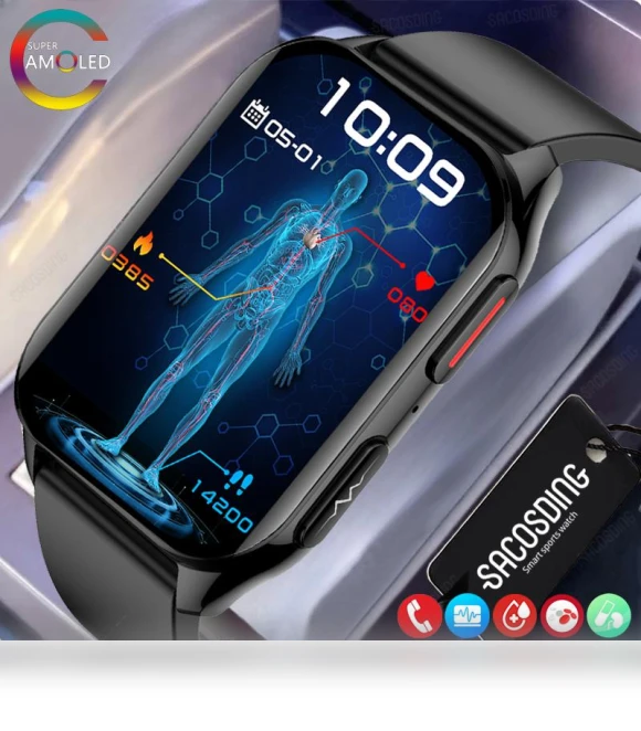 Smart Watch Bluetooth Call ECG Heart Rate Blood Pressure Sport Fitness — Smartwatches, SACOSDING