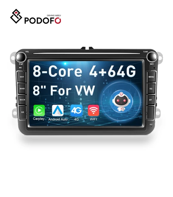 8-inch 8-core 4 + 64G AI Voice Car Radio — Stereo Receivers, Podofo