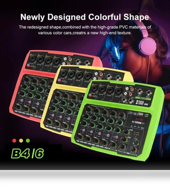 6-Channel Portable Digital Audio Mixer — Powered Mixers, Smart Mouse