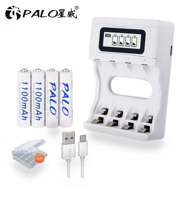 Ni-MH Rechargeable Batteries with USB Smart Fast Charger — Batteries, PALO