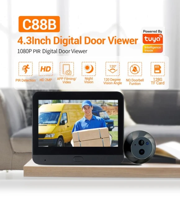 Digital Door Viewer WiFi Video Doorbell — Smart Home Security, ESCAM