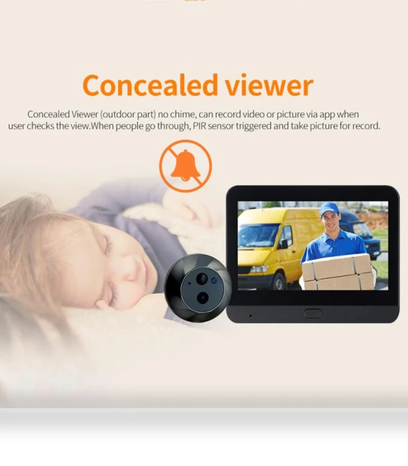 Digital Door Viewer WiFi Video Doorbell — Smart Home Security, ESCAM