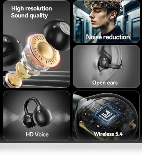 Clip On Ear Headphones with Touch Screen — Over-Ear Headphones, Generic