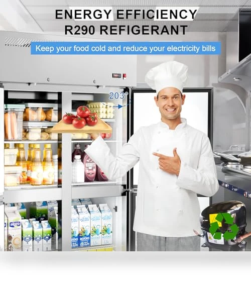 Commercial Refrigerator 4 Door Stainless Steel Reach-in Solid Door Upright Fridge — Mini Fridges, Ferueo