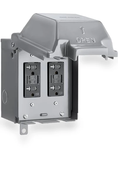 Outdoor Electrical Box Waterproof with Dual 20 AMP WRTR GFCI Receptacles — Inlet Boxes, SURAIELEC